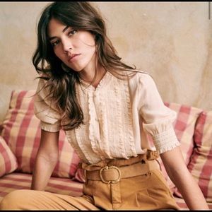 Sezane 100% silk peach top NWT M